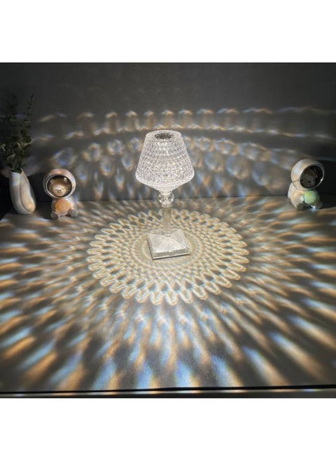 Multifunction Smart Table Lamp USB LED Rechargeable Touch Button Acrylic Crystal Art Table Lamp White/Warm White/Yellow Light Nightstand Lamp