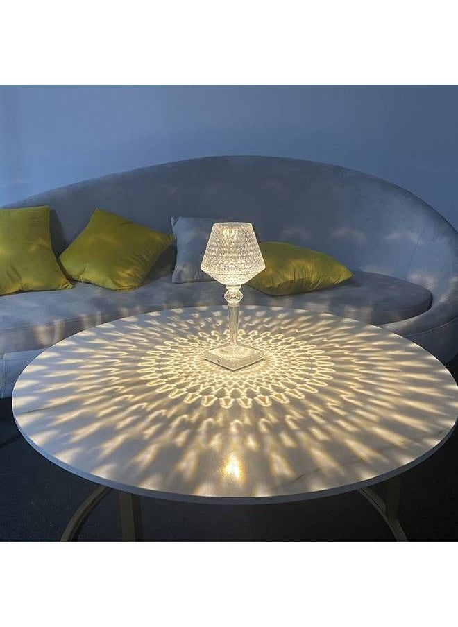 Multifunction Smart Table Lamp USB LED Rechargeable Touch Button Acrylic Crystal Art Table Lamp White/Warm White/Yellow Light Nightstand Lamp