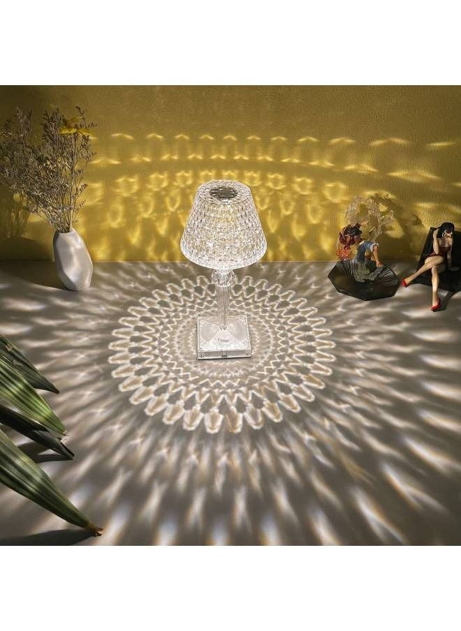 Multifunction Smart Table Lamp USB LED Rechargeable Touch Button Acrylic Crystal Art Table Lamp White/Warm White/Yellow Light Nightstand Lamp
