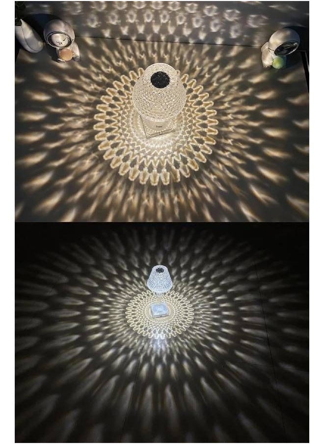 Multifunction Smart Table Lamp USB LED Rechargeable Touch Button Acrylic Crystal Art Table Lamp White/Warm White/Yellow Light Nightstand Lamp