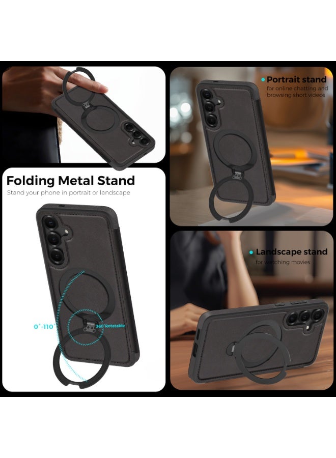 Magnetic Flip Leather Wallet Case for Samsung Galaxy S26, S26 Plus, S25, S25 Plus, S24, S24 Plus with RFID Blocking and Shockproof Protection - Image 1