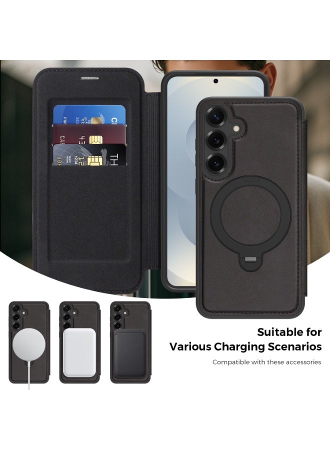 Magnetic Flip Leather Wallet Case for Samsung Galaxy S26, S26 Plus, S25, S25 Plus, S24, S24 Plus with RFID Blocking and Shockproof Protection - Image 4