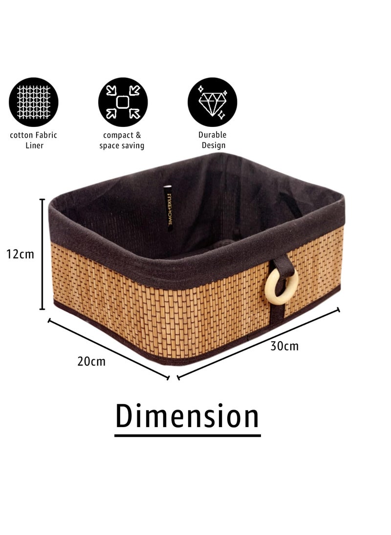 UmI. Umi Brick Storage Box Bamboo 30x20x12 cm EcoFriendly Foldable Basket for Home Natural Pack of 1  - Image 2