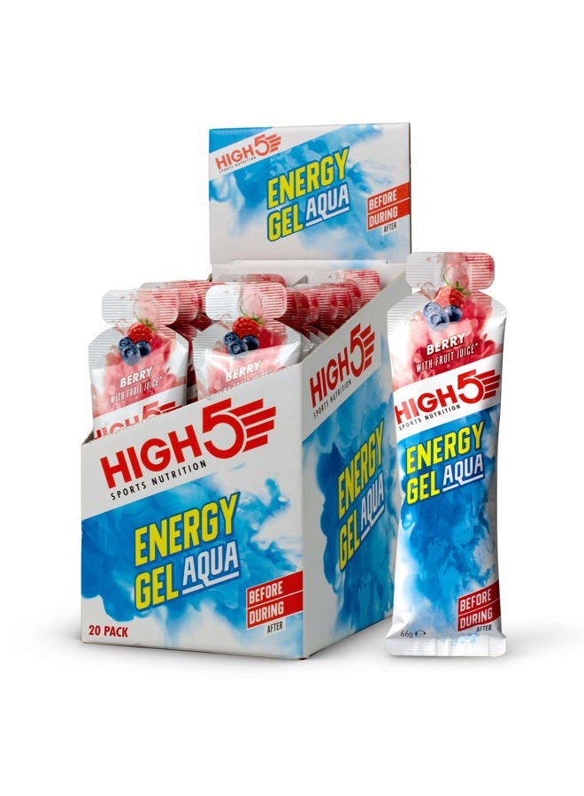 High5 Energy Gel Aqua - Quick Release Sports Gels to Power Muscles for Top Performance - Natural Fruit Juice & No Caffeine - On The Go Energy Boost for Running, Cycling and Endurance (Berry, 20 x 66g) - Image 1