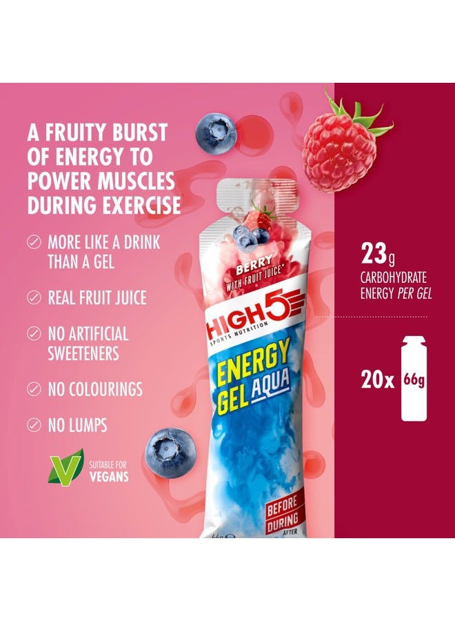 High5 Energy Gel Aqua - Quick Release Sports Gels to Power Muscles for Top Performance - Natural Fruit Juice & No Caffeine - On The Go Energy Boost for Running, Cycling and Endurance (Berry, 20 x 66g) - Image 2