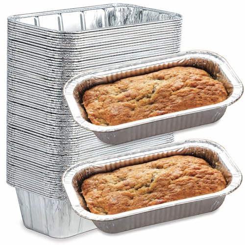 Spare Essentials (65 Pack) 2Lb Foil Bread Pans for Baking, Disposable Bread Pans - Perfect for Baking Banana Bread, Cakes & Meatloaf - 2 Pound Aluminum Pans for Food Serving - 8.5" X 4.5" X 2.5" - Image 1