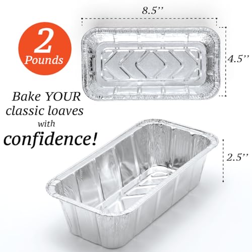 Spare Essentials (65 Pack) 2Lb Foil Bread Pans for Baking, Disposable Bread Pans - Perfect for Baking Banana Bread, Cakes & Meatloaf - 2 Pound Aluminum Pans for Food Serving - 8.5" X 4.5" X 2.5" - Image 2