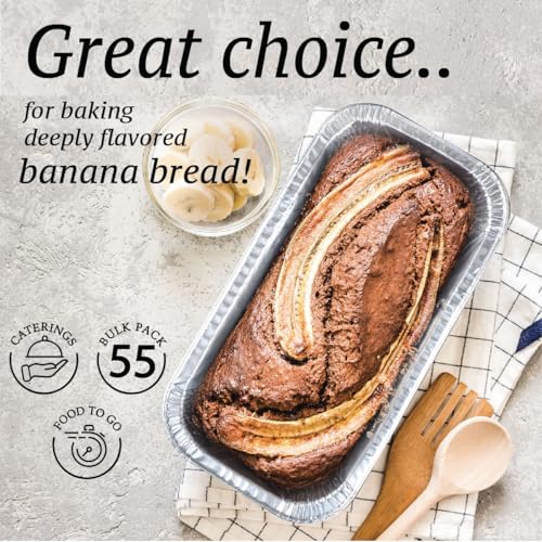 Spare Essentials (65 Pack) 2Lb Foil Bread Pans for Baking, Disposable Bread Pans - Perfect for Baking Banana Bread, Cakes & Meatloaf - 2 Pound Aluminum Pans for Food Serving - 8.5" X 4.5" X 2.5" - Image 3