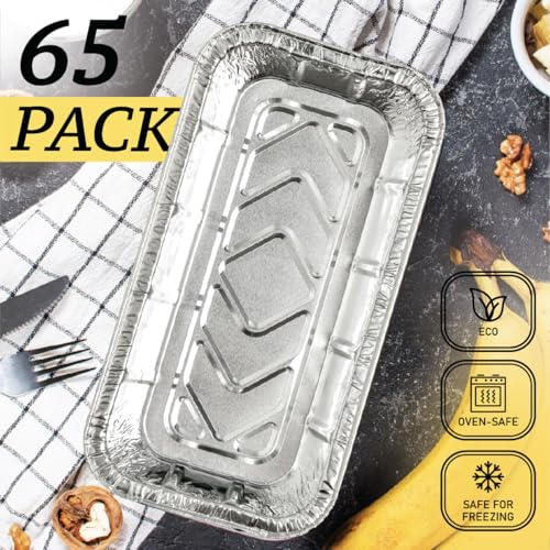 Spare Essentials (65 Pack) 2Lb Foil Bread Pans for Baking, Disposable Bread Pans - Perfect for Baking Banana Bread, Cakes & Meatloaf - 2 Pound Aluminum Pans for Food Serving - 8.5" X 4.5" X 2.5" - Image 4