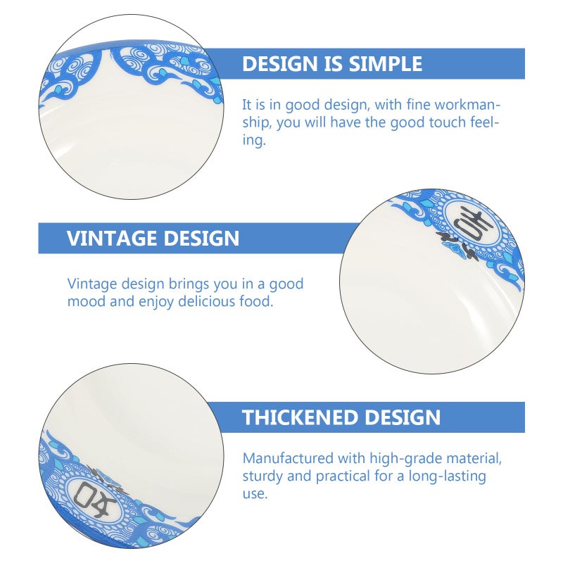 Melamine Vintage Blue Snack Plate Sturdy Cold Dish Serving Plates For Party Restaurant - Image 4