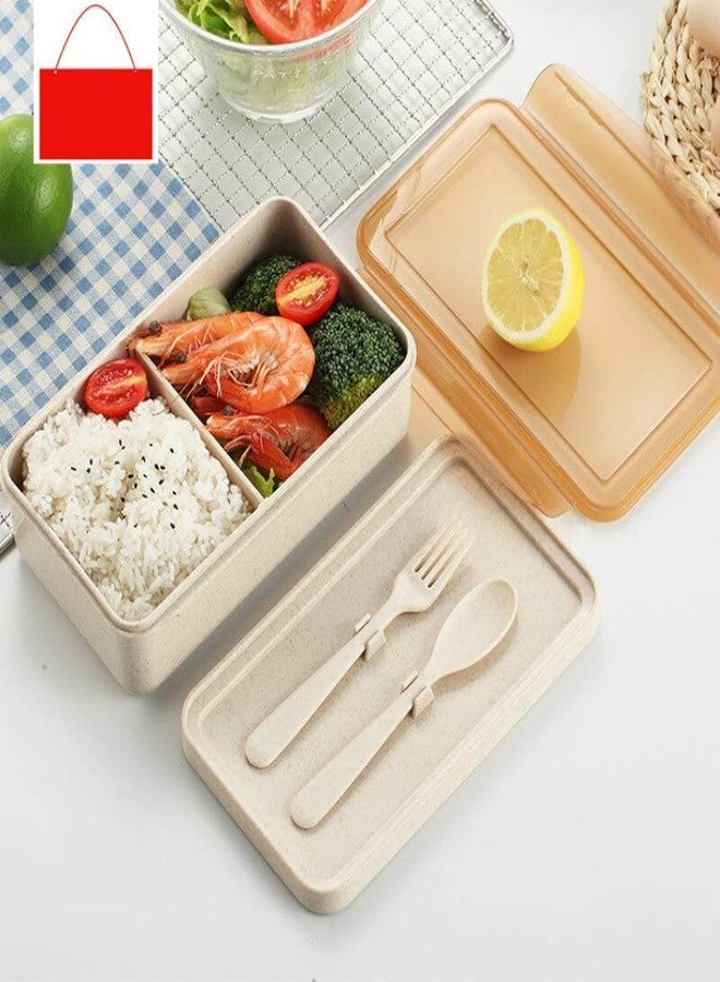 Mayatra's Lunch Box - Bamboo Wheat Straw Lunch Box Set with 2 Compartments with Spoon,Airtight & Leakproof Food Grade Tiffin Storage Container Box for Office,School,Kids - Image 5