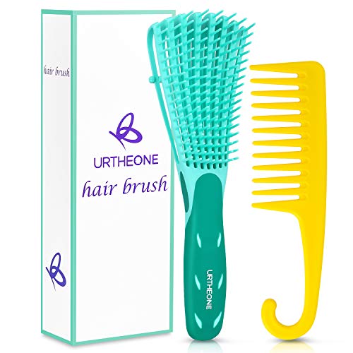 URTHEONE Detangling Hair Brush,Hair Detangler Brush and Wide Tooth Comb Set for Black Natural Curly Wet Dry Thick Straight Long Hair, Afro American Type 3a-4c, Comfortable Grip,Easy to Clean, Durable - Image 1
