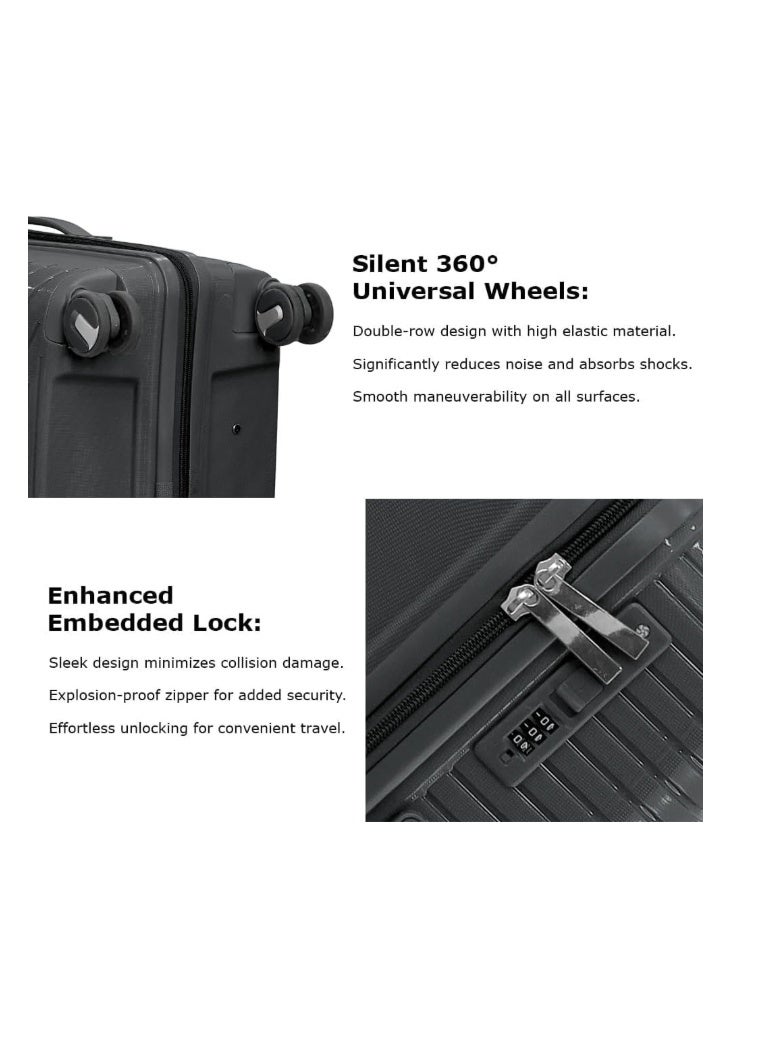 Hard Case Polypropylene Luggage Set, 3 Pieces Beige - Image 3