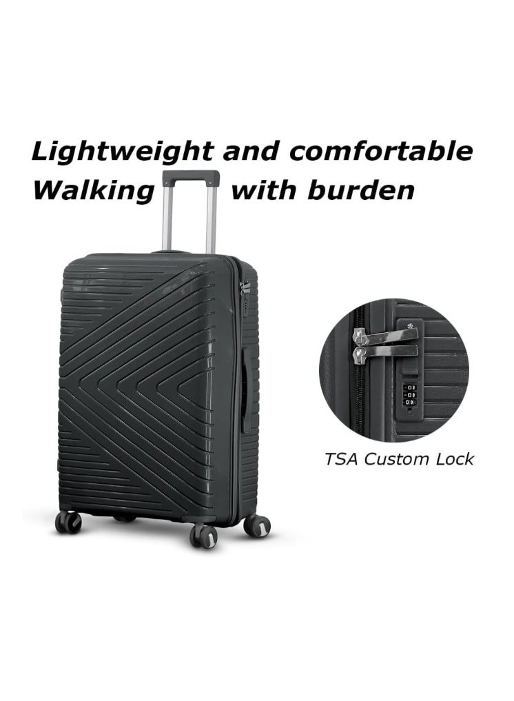 Hard Case Polypropylene Luggage Set, 3 Pieces Beige - Image 4