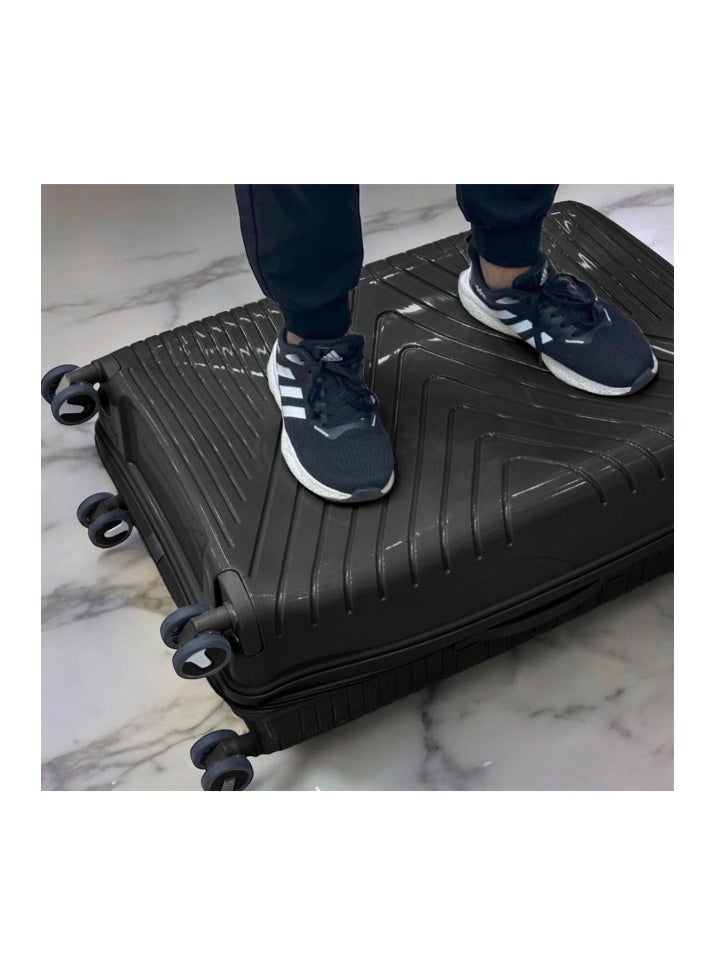 Hard Case Polypropylene Luggage Set, 3 Pieces Beige - Image 5