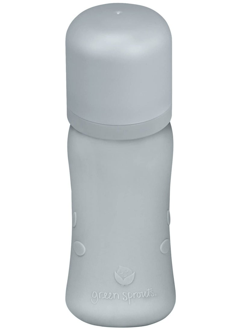green sprouts - Baby Bottle Made From Glass With Silicone Cover Angled Neck Vented Prevent Colic Made Without Petroleum Plastic Bpa Bps Bpf Wide Neck Bottle Gray 5Oz - Image 1