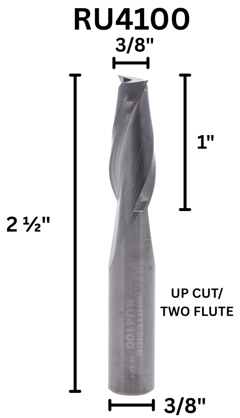 Whiteside Router Bits RU4100 Standard Spiral Bit with Up Cut Solid Carbide 3/8-Inch Cutting Diameter and 1-Inch Cutting Length - Image 2