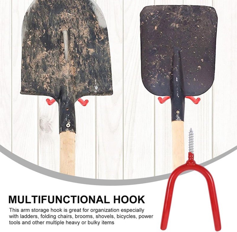 6pcs Metal Garage Wall Hooks Multipurpose Tool Hangers for Garden Tools and Shovels Heavy-Duty Storage Hooks for Garage Organization and Utility Storage - Image 3