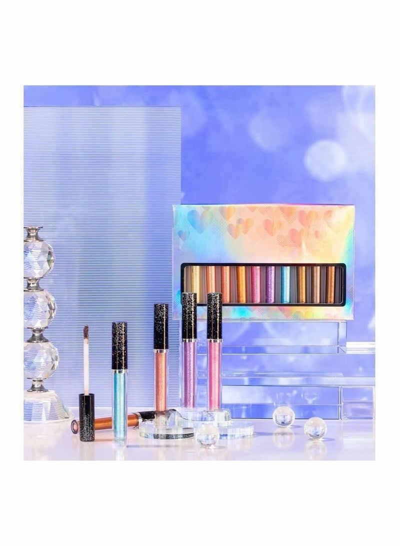 SYOSI 12 Color Liquid Eyeshadow Set, Multi-dimensional Metallic Glitter Eyeshadow Ultra-creamy Highly Pigmented Reflective Shimmer Liquid Eye Shadow Makeup Kits - Image 3