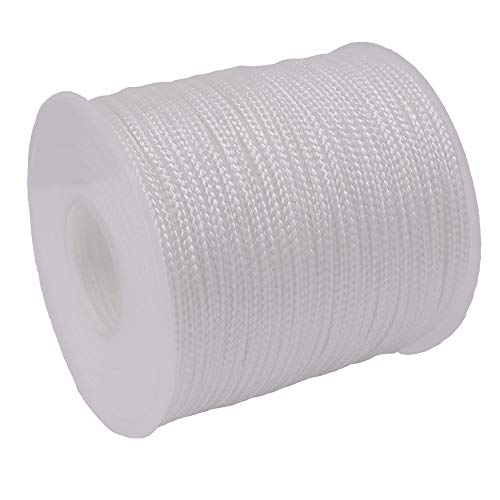 Y-Axis Roll of 60 Yards 2.0mm White Braided Nylon Lift Shade Cord with 6 Pack White Wood Cord Knobs + Soft Tape - Image 2