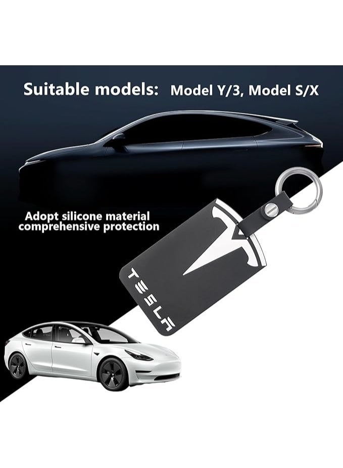 Tesla For Tesla Key Protector Cover Accessories Key Chain, Keys Card Holder for Tesla, Silicone Key Protector Compatible with Tesla Model Y/3, Model S/X, Black, One Size - Image 3