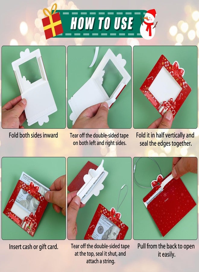 Sozize 8 Pack Christmas Zip-Open Cash & Gift Card Holder Ornaments, Festive Money Holders, Funny Xmas Cash Gift Ideas (Santa, Snowman, Box, Christmas Tree Designs - Image 3