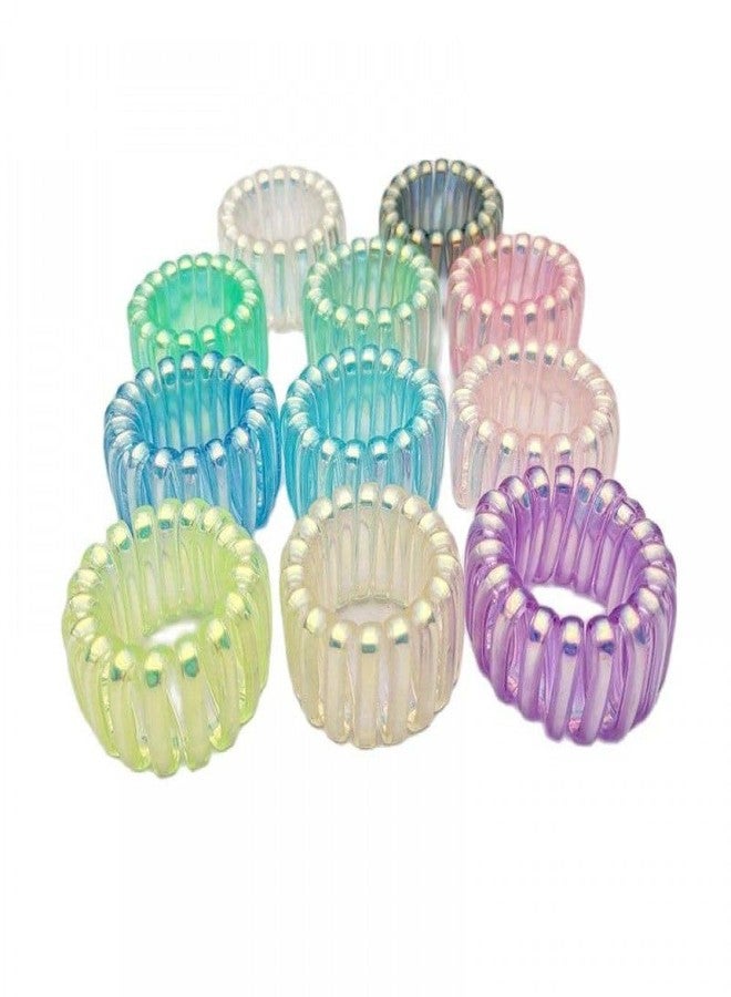 Radhya Accessories ربطات شعر ربيعية متعددة الألوان من راديا أكسسوارات للنساء، سوار ربيعي ثلاثي الأبعاد (عبوة من قطعتين)، ربطة شعر مطاطية مضادة لتقصف الشعر للفتيات - Image 1
