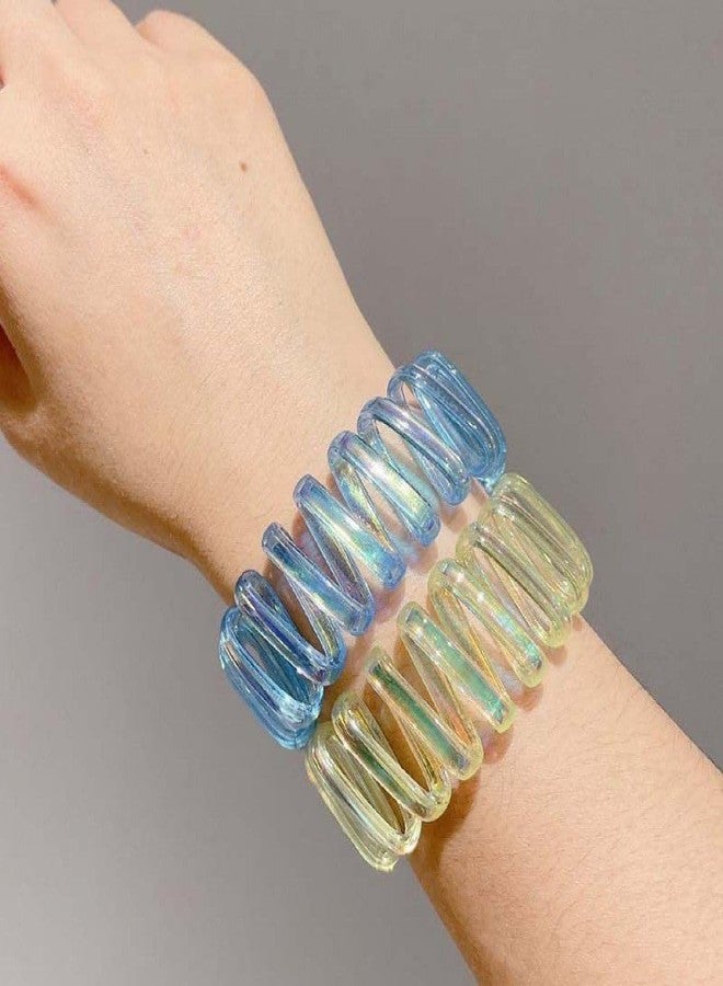 Radhya Accessories ربطات شعر ربيعية متعددة الألوان من راديا أكسسوارات للنساء، سوار ربيعي ثلاثي الأبعاد (عبوة من قطعتين)، ربطة شعر مطاطية مضادة لتقصف الشعر للفتيات - Image 3