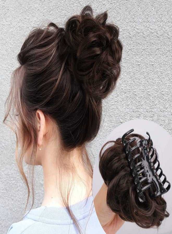 CEUTA Haiir Extention | Claw Clip in Hair Bun | Messy Curly Clip in Claw Hair | Hairpieces Natural Wavy Curly Combs add Hair Volume for Women (Clutcher - Brown) - Image 1