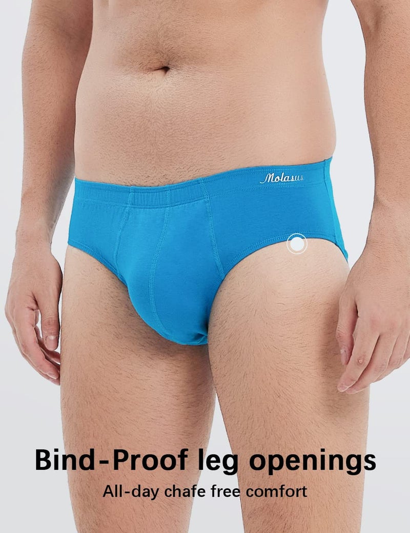 Molasus Men's Breathable Cotton Briefs Underwear No Fly Covered Waistband Underpants,Multicolor 4 Pack Size M - Image 3
