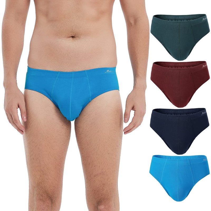Molasus Men's Breathable Cotton Briefs Underwear No Fly Covered Waistband Underpants,Multicolor 4 Pack Size M - Image 1
