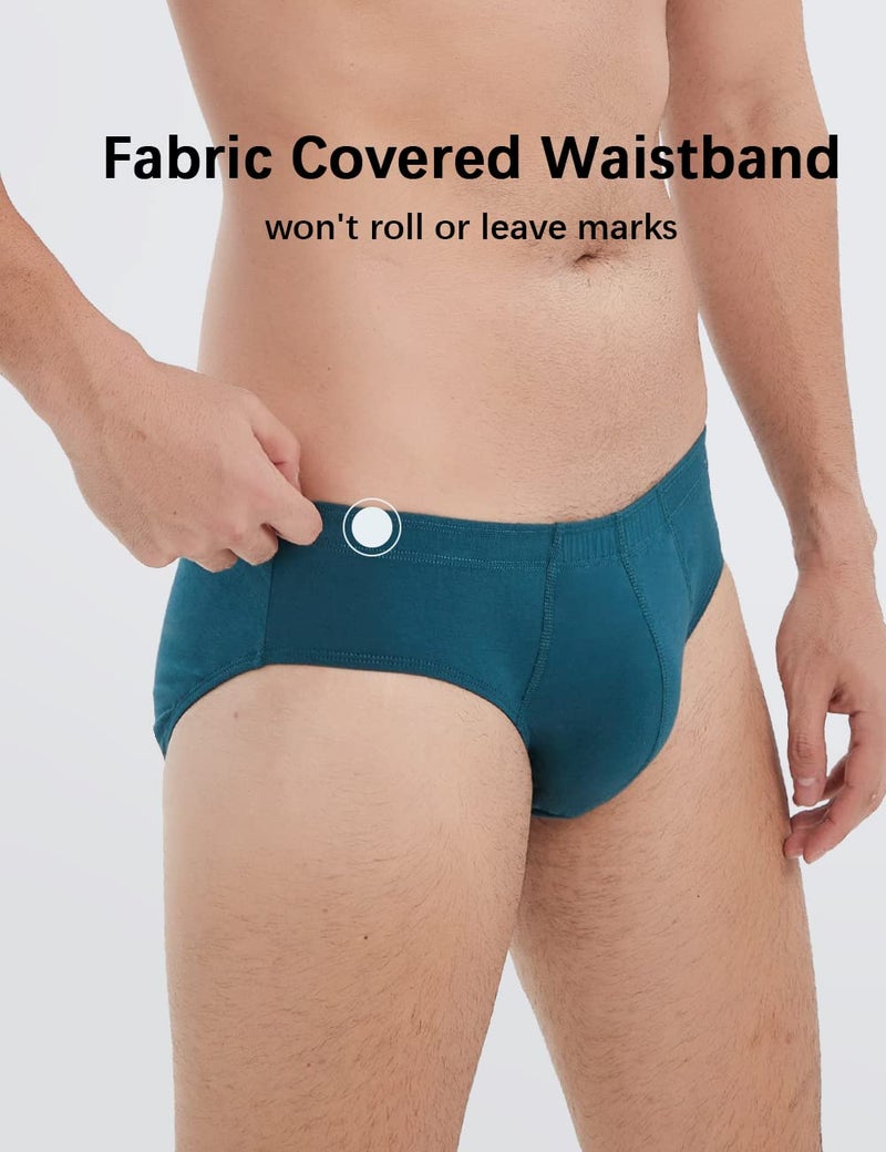 Molasus Men's Breathable Cotton Briefs Underwear No Fly Covered Waistband Underpants,Multicolor 4 Pack Size M - Image 2
