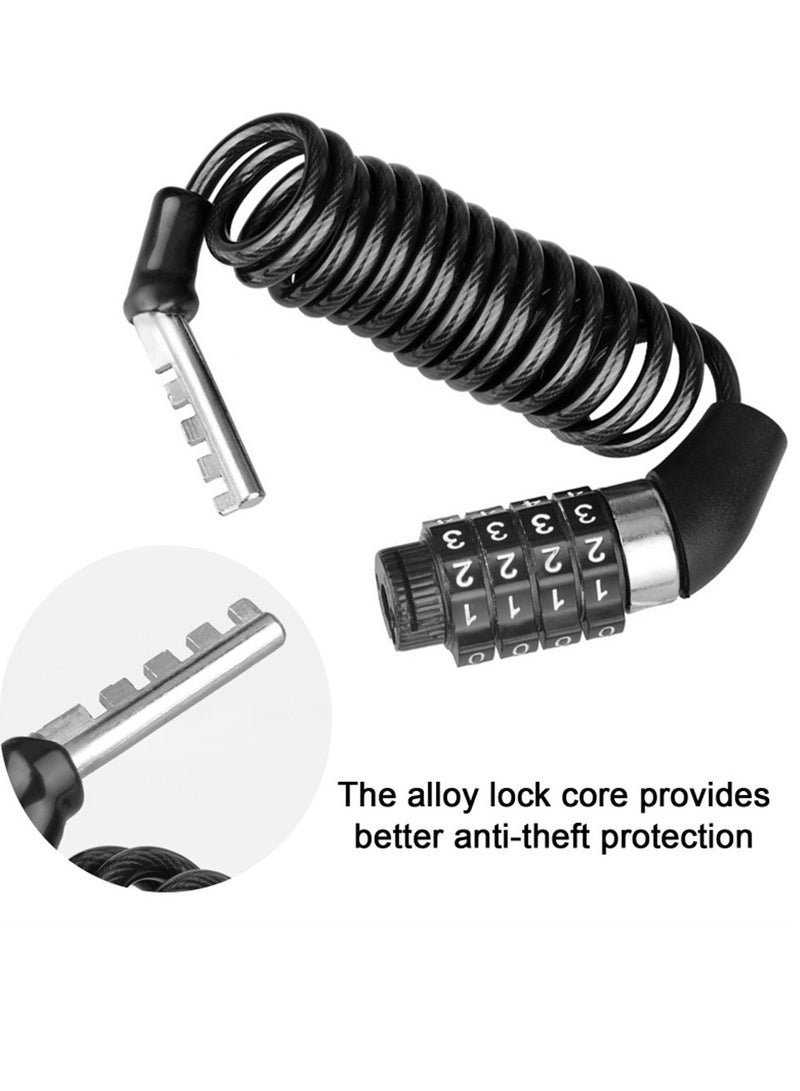 AROAQ Durable Classic Helmet Lock Chain, Portable Anti Theft Password Bicycle Locks, Rust Proof Corrosion Resistant Anti Saw Combination 4 Number Code Bike Lock For Bike Helmet, (1pc, Black)  - Image 2