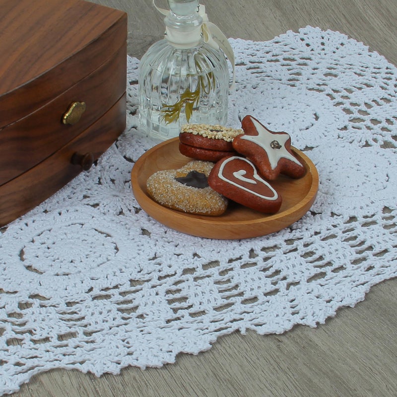 كيلوفلاي كيلوفلي مصنوع يدويًا كروشيه كوتون دانتيل طاولة المظاهر المتفارقة الحزمة القيمة [مجموعة من 4] أبيض - Image 3