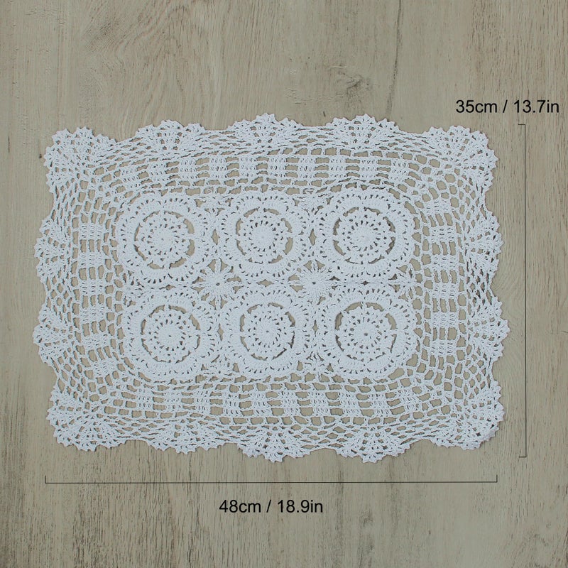 كيلوفلاي كيلوفلي مصنوع يدويًا كروشيه كوتون دانتيل طاولة المظاهر المتفارقة الحزمة القيمة [مجموعة من 4] أبيض - Image 2