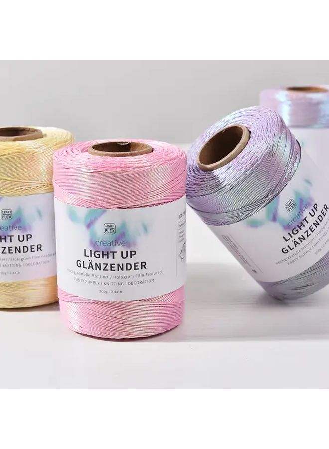 Pink Shiny Rainbow Knitting Yarn 450m Roll for Crochet Bags Crafts Decor - Image 2