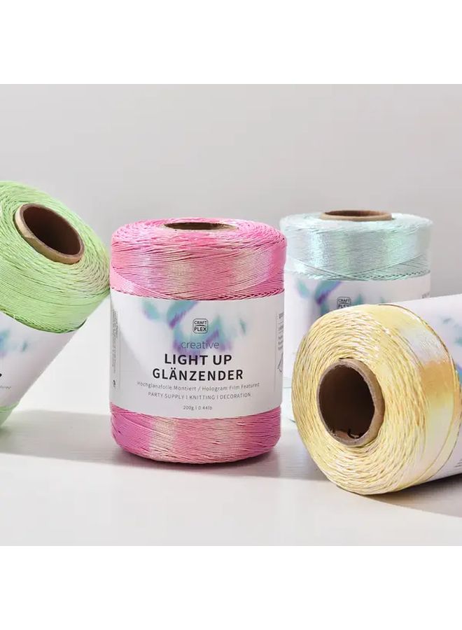 Pink Shiny Rainbow Knitting Yarn 450m Roll for Crochet Bags Crafts Decor - Image 1
