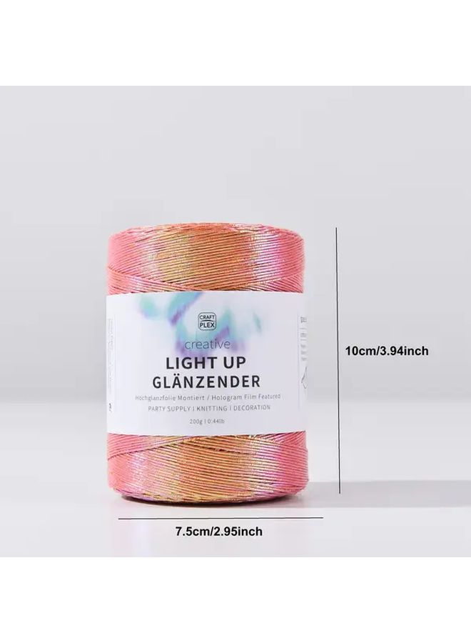 Pink Shiny Rainbow Knitting Yarn 450m Roll for Crochet Bags Crafts Decor - Image 3
