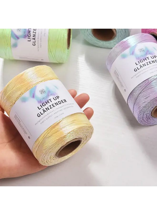 Pink Shiny Rainbow Knitting Yarn 450m Roll for Crochet Bags Crafts Decor - Image 4