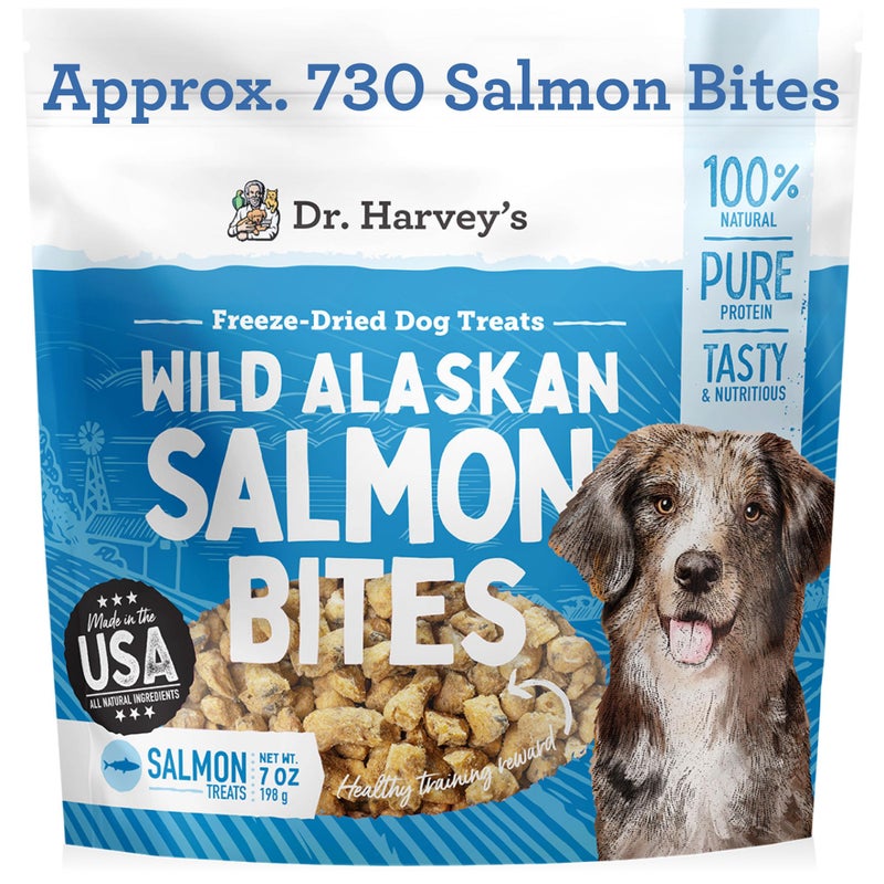Dr. Harvey's Wild Alaskan Salmon Bites - Freeze Dried Dog Training Treats with Salmon Meat for Dogs - 7 Ounces - Image 1