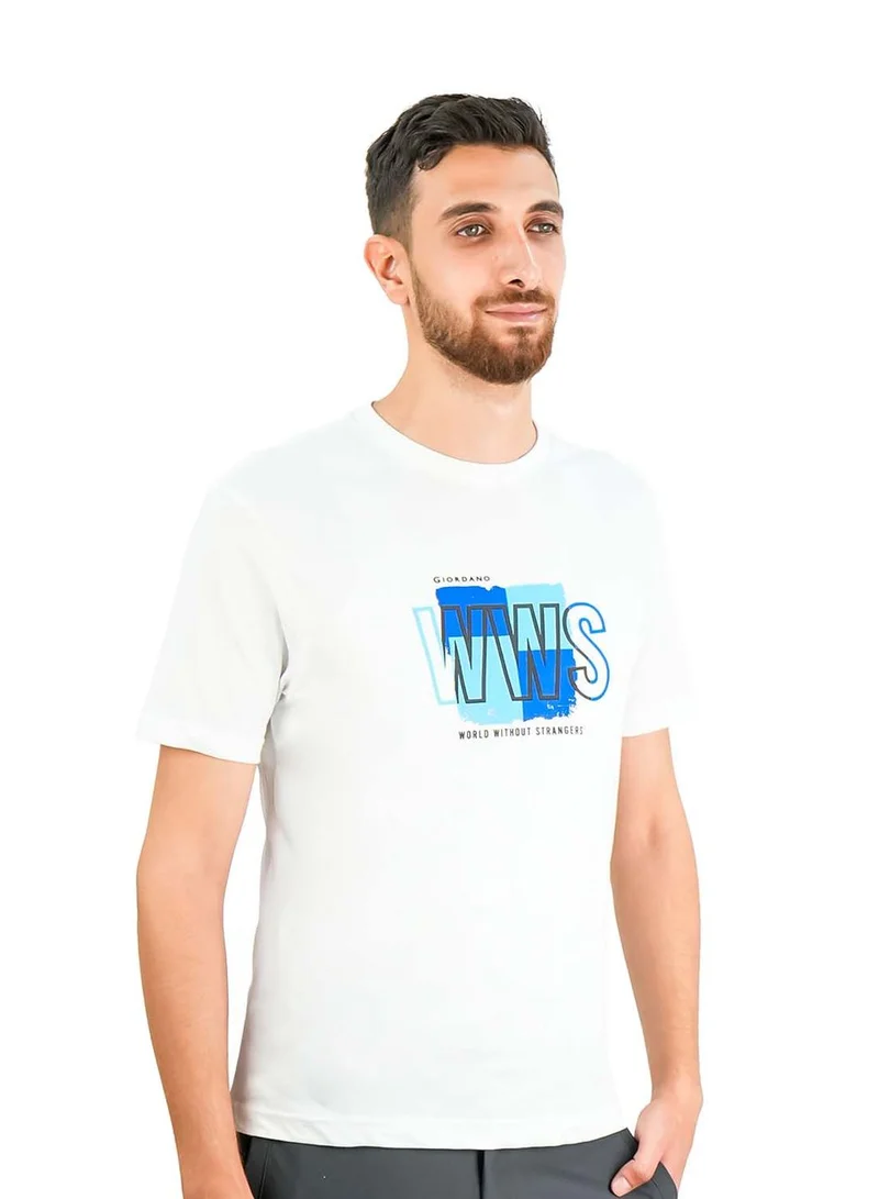 Men's Cotton Crewneck Tee with Signature Print