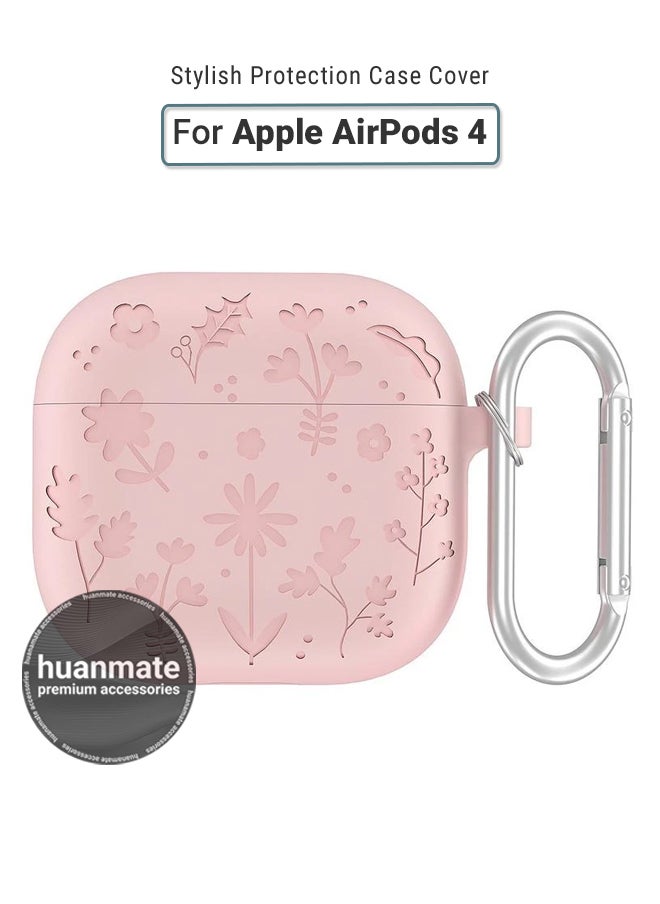 huanmate Apple AirPods 4 Silicone Case Cover - Pink - Made with Soft Silicone, Lightweight & Durable - Stylish Design, Accurate Cut-outs, Easy Installation & Removal  - Image 1