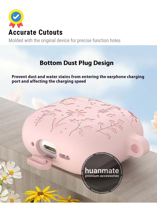 huanmate Apple AirPods 4 Silicone Case Cover - Pink - Made with Soft Silicone, Lightweight & Durable - Stylish Design, Accurate Cut-outs, Easy Installation & Removal  - Image 5
