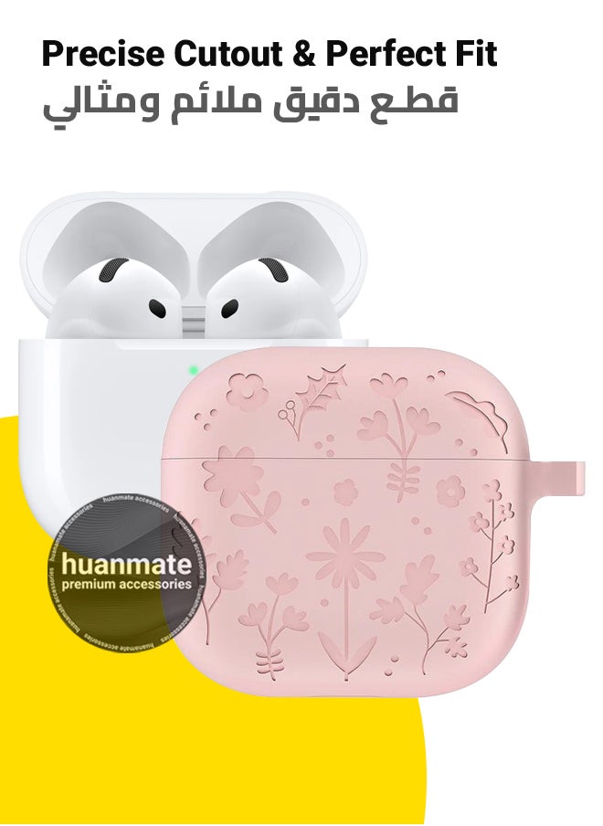 huanmate Apple AirPods 4 Silicone Case Cover - Pink - Made with Soft Silicone, Lightweight & Durable - Stylish Design, Accurate Cut-outs, Easy Installation & Removal  - Image 2