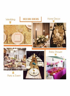 Excefore Sequin Table Runner Event Party Supplies Gold Rectangular Tablecloth 12x108inch for Holiday Wedding Birthday  - Image 4