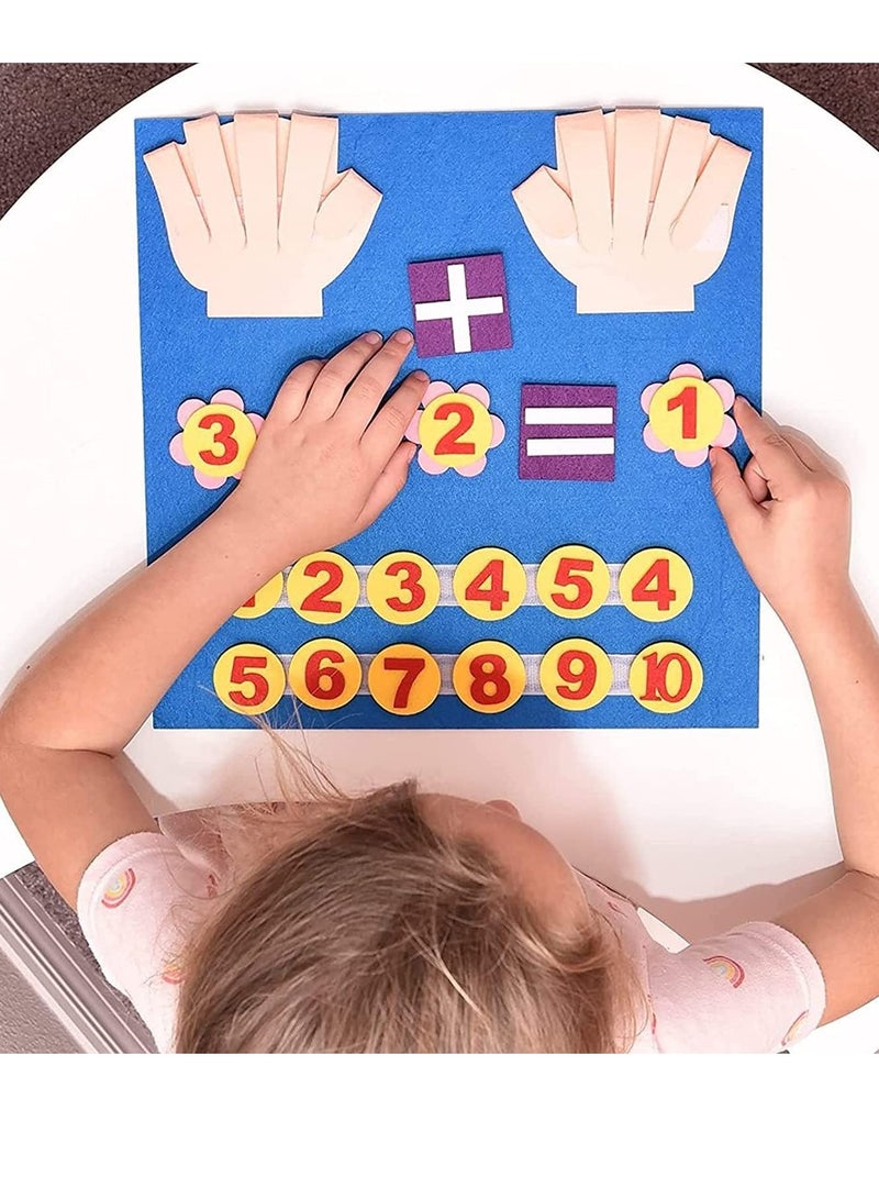SOLARAE Felt Board Finger Numbers Counting Toy, Math Numbers Teaching Learning Educational Sensory Toys, Early Learning Play Kit Wall Hanging Gift forToddlers Kids,early education toys felt figures - Image 2