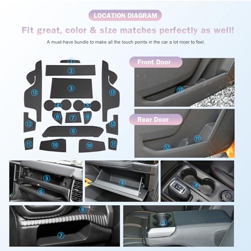 LUWU 2024 2025 Ford Ranger Accessories 2024 2025 Ford Ranger Center Console Liners Mats - Ranger XL/XLT/Lariat/Raptor Cup Holder Inserts Mat - Black - Image 4