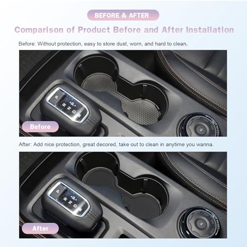LUWU 2024 2025 Ford Ranger Accessories 2024 2025 Ford Ranger Center Console Liners Mats - Ranger XL/XLT/Lariat/Raptor Cup Holder Inserts Mat - Black - Image 5