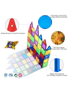 Magblock MAGBLOCK Magnetic Tiles Building Blocks 130 Pcs Magnet Tiles for Kids Ages 4-8 Magnetic Toys for Boys and Girls Ages 8-10  - Image 1