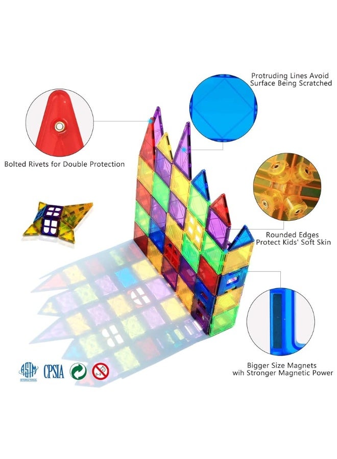 MAGBLOCK Magnetic Tiles Building Blocks 130 Pcs Magnet Tiles for Kids Ages 4-8 Magnetic Toys for Boys and Girls Ages 8-10 - Image 1